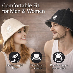 OTONANOSAUNABU gray sauna hat heat shield closeup with double-layer weave