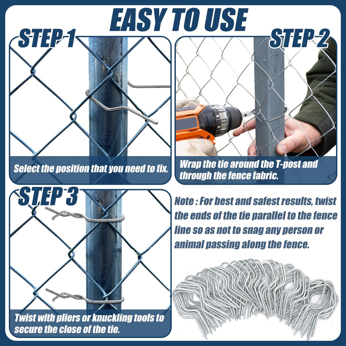 Otoolling galvanized steel 11-gauge clips resist rust and corrosion.
