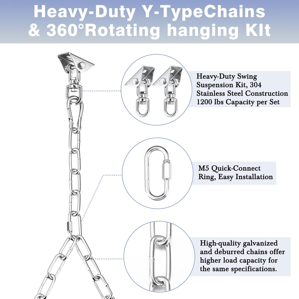 Otoolling 304 stainless steel ceiling hooks provide secure mounting.