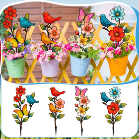 Otoolling 4-pack garden stakes brightens outdoor spaces with durable steel accents.