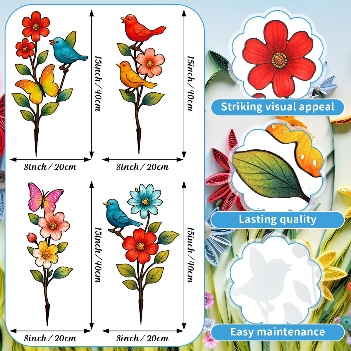 Otoolling colorful butterfly garden stake brings whimsy to patios and planters.