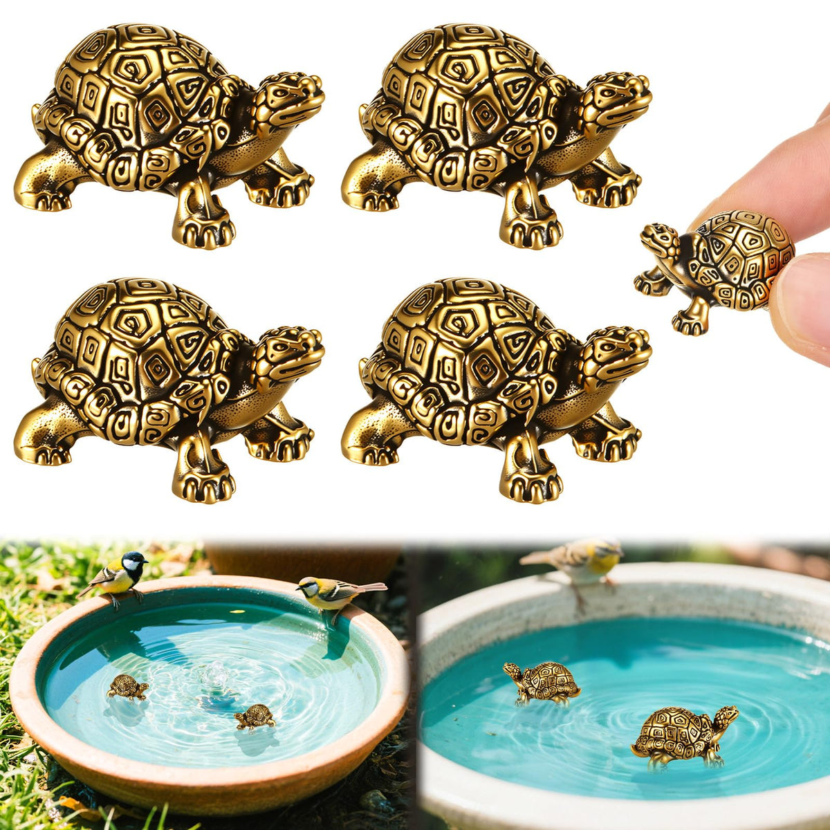 Otoolling copper bath disk turtle ornament brightens the birdbath while naturally aiding water clarity