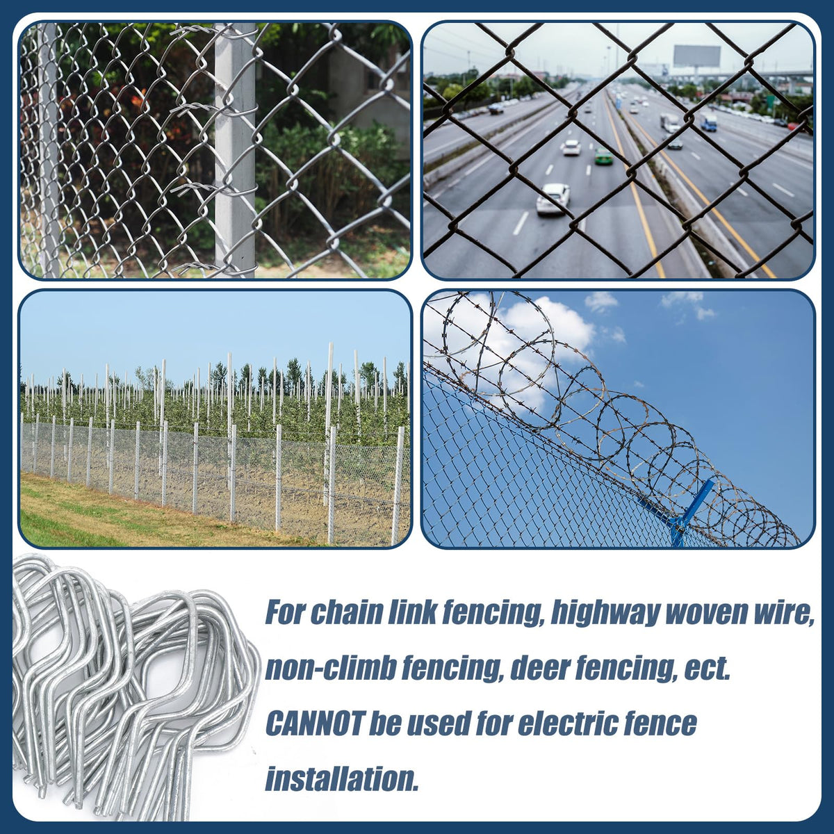Otoolling fence clips fit T-, U-, Y-, and round posts for versatility.