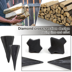 Four-direction wedge design allows versatile wood fragmentation.