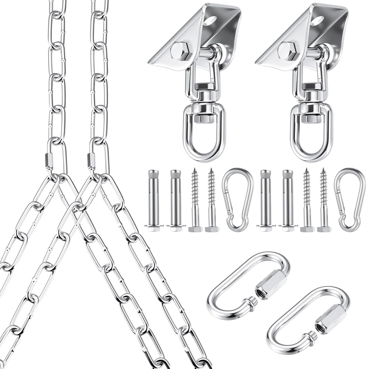 Otoolling heavy-duty porch swing kit with Y-chains for sturdy outdoor setup.