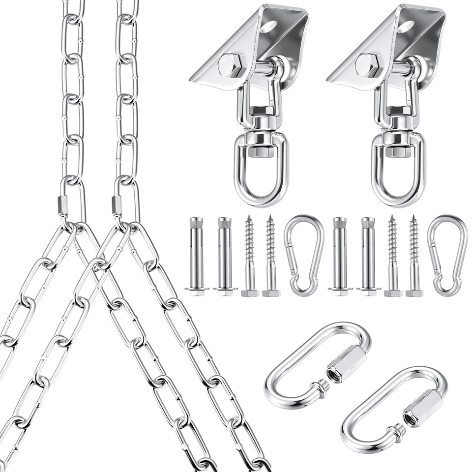Otoolling heavy-duty porch swing kit with Y-chains for sturdy outdoor setup.