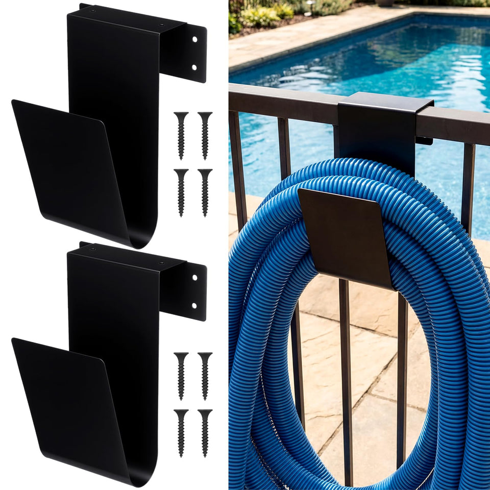 Otoolling jumbo pool hose hanger two-pack keeps hoses organized for outdoor pools.