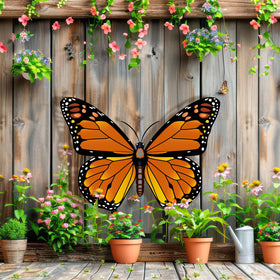 Otoolling orange garden decor stake brightens courtyards and entrances.