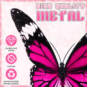 Otoolling pink purple butterfly stake is easy to assemble beside flower beds.