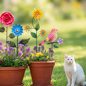 Otoolling outdoor yard decor stake complements summer blooms and gatherings.
