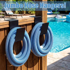 Otoolling pool equipment storage hanger reduces clutter around the pool area.