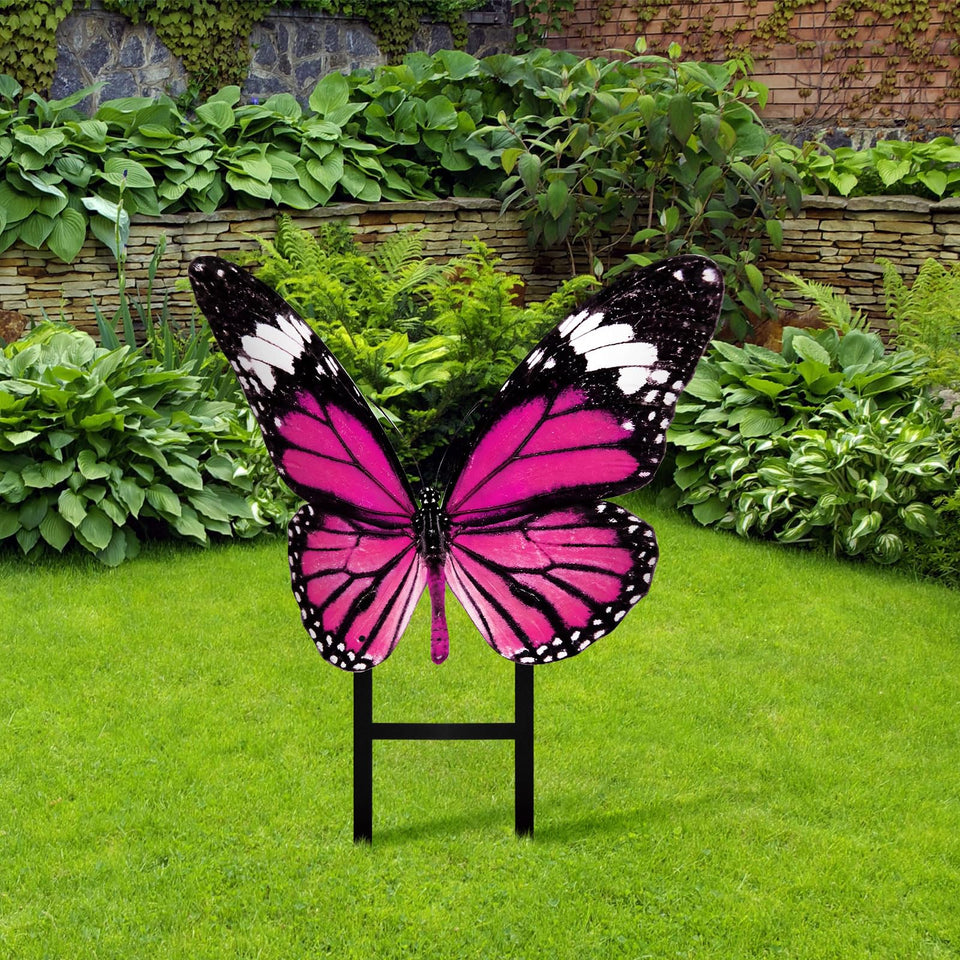 Otoolling spring butterfly garden stake in pink purple brightens outdoor spaces and welcomes visitors.
