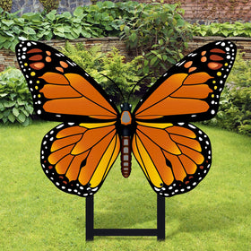 Otoolling spring metal butterfly garden stake with orange wings adds vibrant color to your yard.