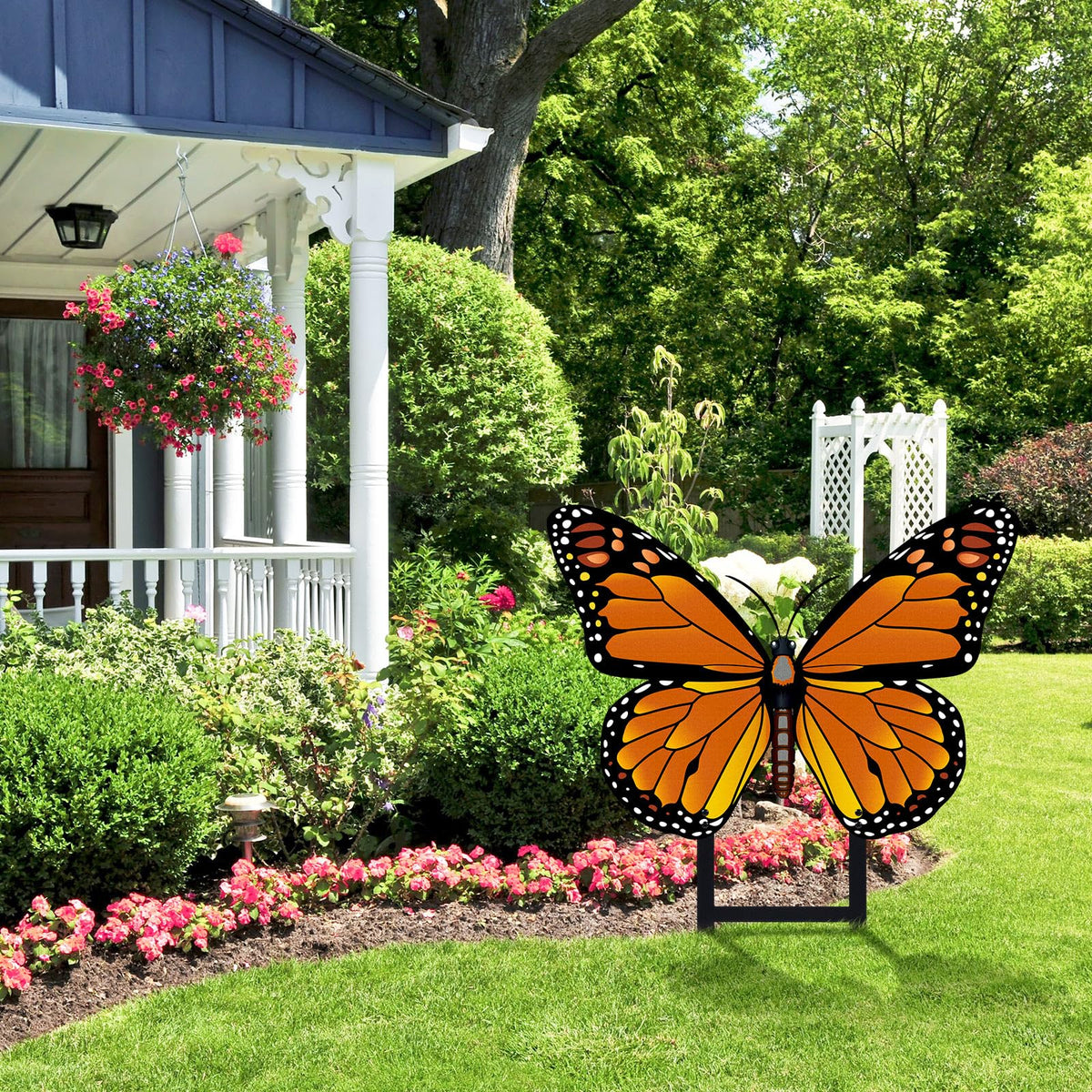 Otoolling yard-pathway butterfly stake complements garden paths and edges.