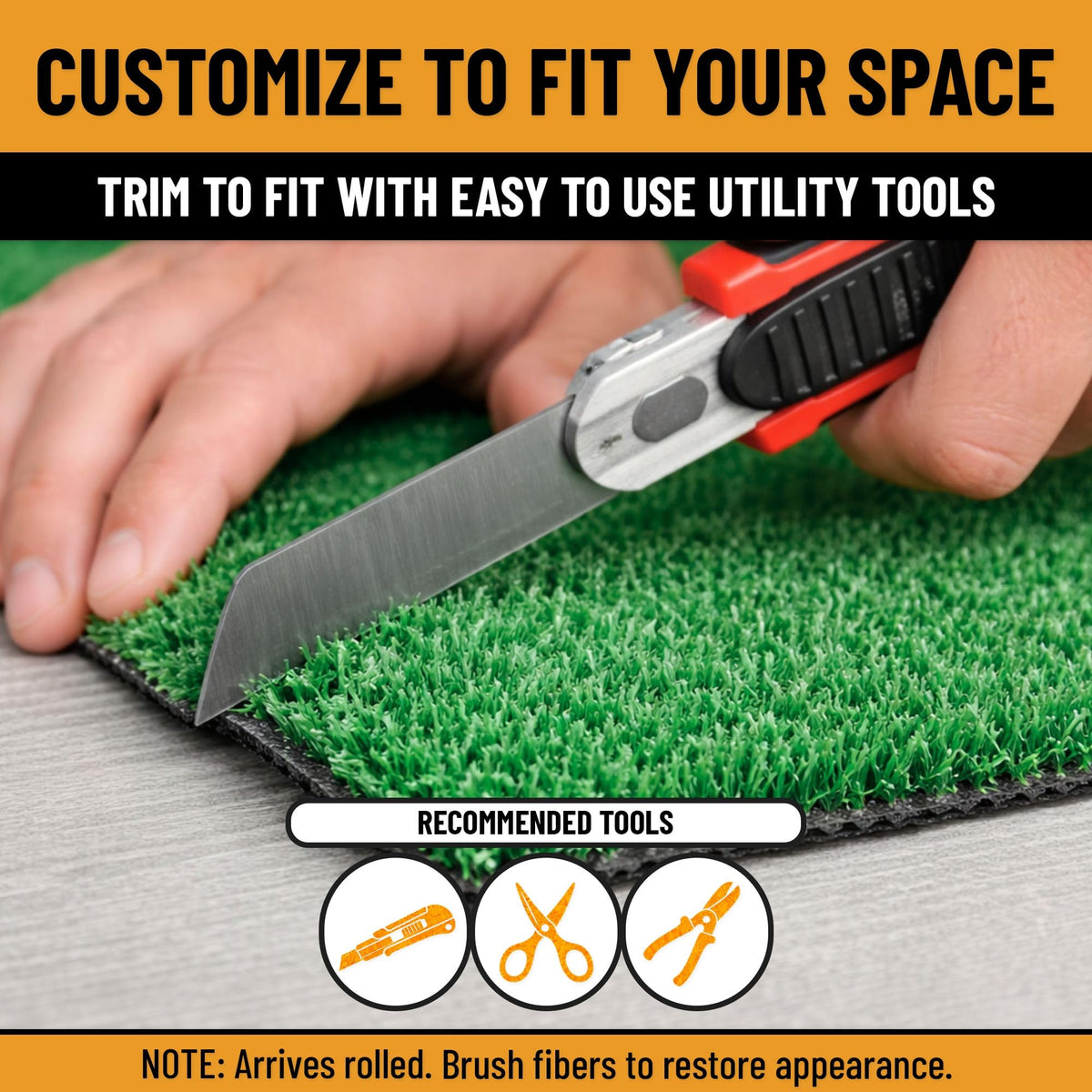 Ottomanson indoor-outdoor turf ideal for patios and events with easy setup.