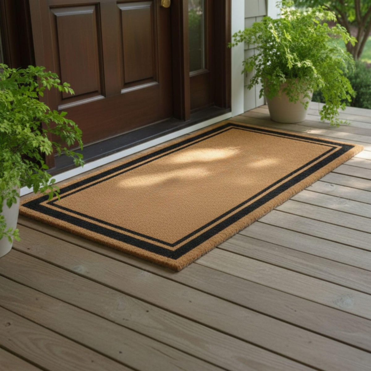 Ottomanson Coco Coir Front-Door Mat demonstrates rugged scraping action for clean entryways.