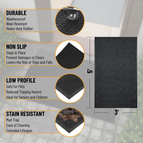 Ottomanson non-slip doormat features a low-profile design for smooth door clearance.
