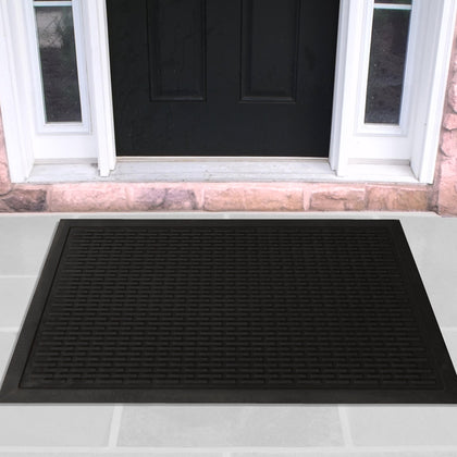 Ottomanson Rubber Ridge Doormat with ridge pattern for entryway scraping and cleaner shoes.