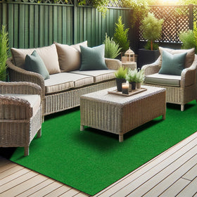 Ottomanson artificial grass outdoor rug with poolside look for outdoor spaces