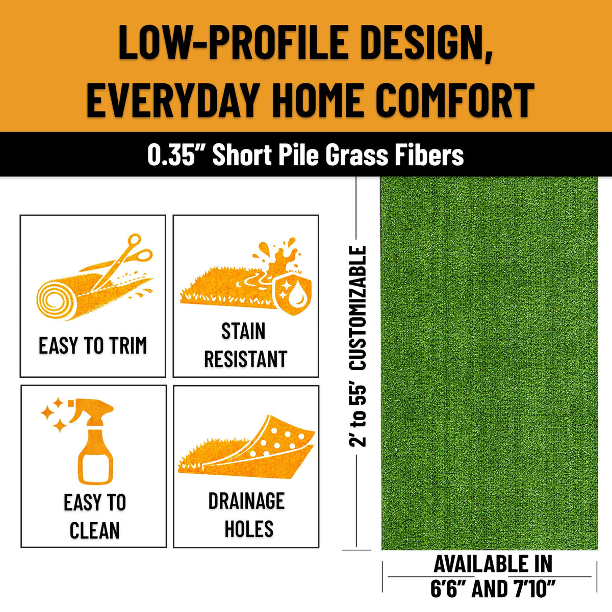 Latex-backed outdoor turf by Ottomanson for stable performance
