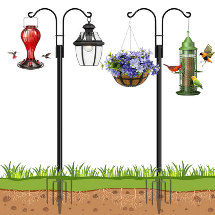 Ottsuls bird feeder pole with 76-inch double-arm hooks for stable outdoor hanging.