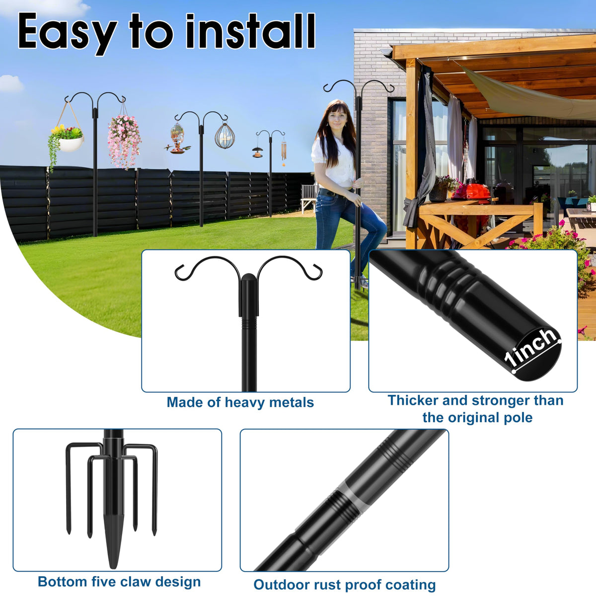 Ottsuls five-prong base provides stable support in windy conditions.