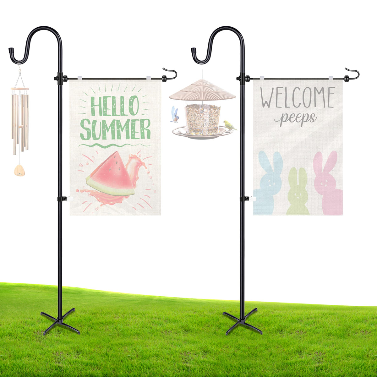 Ottsuls garden flag stand base with 5-prong design for stability in breezes