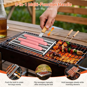 OUBRTS 11-inch skewers keep hands away from heat for safer grilling.