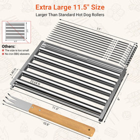 OUBRTS stainless steel roller basket built for durable, rust-resistant outdoor grilling.