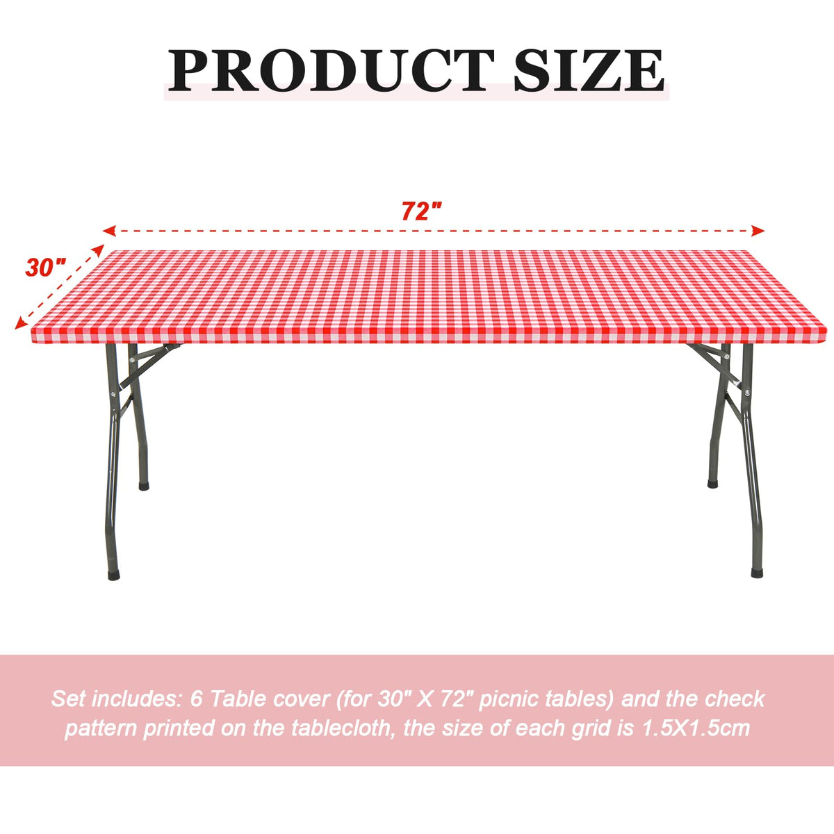Oudain red and white grid tablecloth suitable for indoor dining and festive occasions