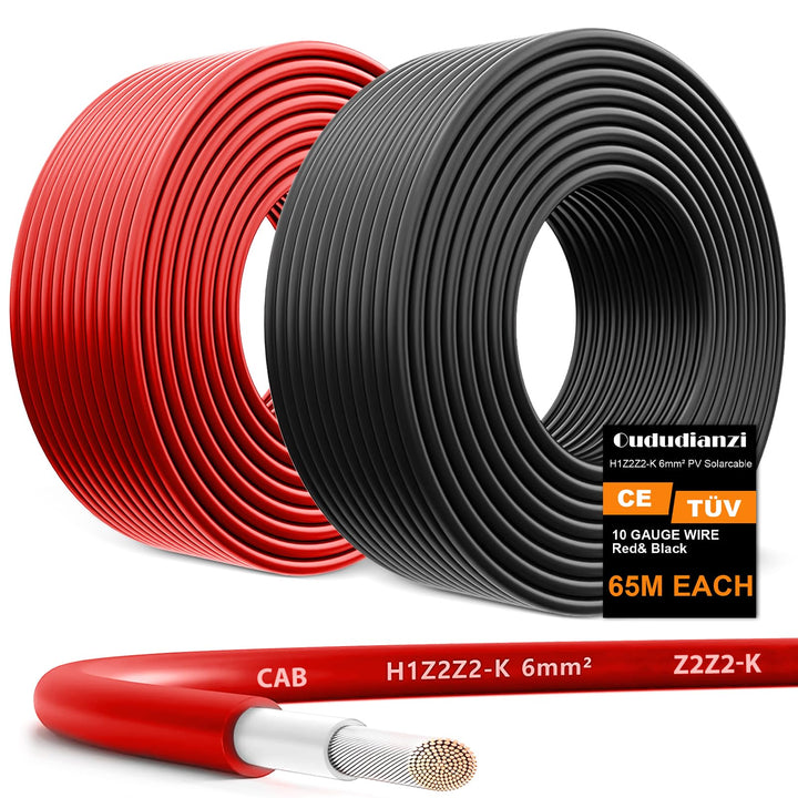 Oududianzi 2x200ft red solar wire coil for outdoor solar installations