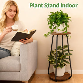 OugeWood plant stand set against window for easy sunlight access.