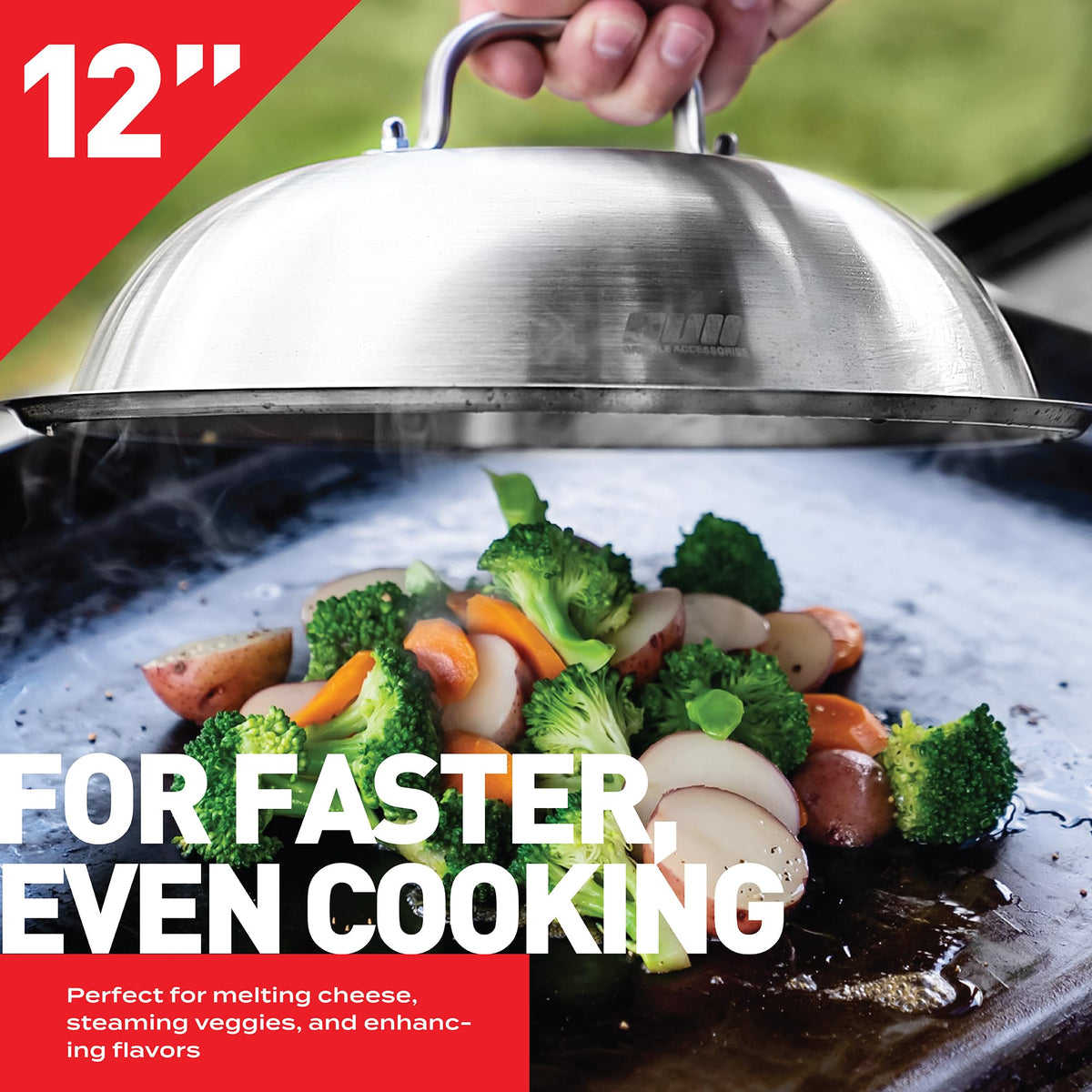 OUII rust resistant dome supports reliable melting during cookouts