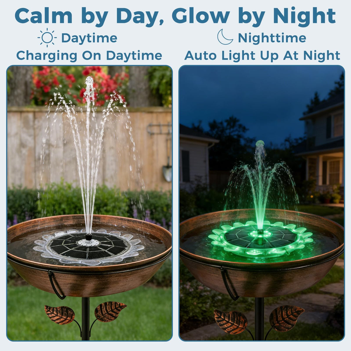OUISJYER five nozzle system shows varied spray patterns for water features.