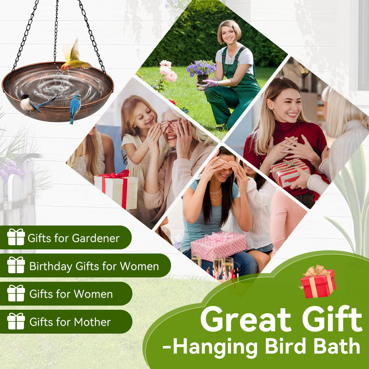 OUISJYER garden bird bath enhances outdoor decor and wildlife viewing.