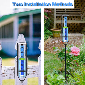 OUISJYER rain gauge stands 28.3 inches tall for easy viewing.