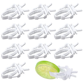 Ouligay 10pcs bird cage food holder demonstrates durable plastic design for secure millet feeding.