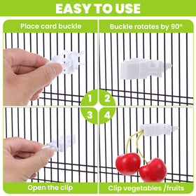 Ouligay parrot fruit vegetable clips simplify feeding by holding fruits and veggies.