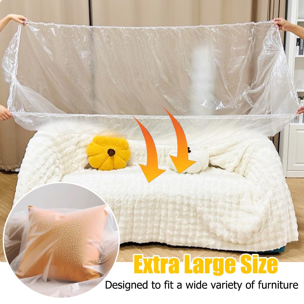 OULIGET clear moving storage bag shielding a TV cabinet.
