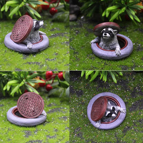 OULIGET raccoon statue close-up showing lifelike fur texture and pose