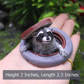 OULIGET raccoon sculpture for aquarium or pond landscape accents