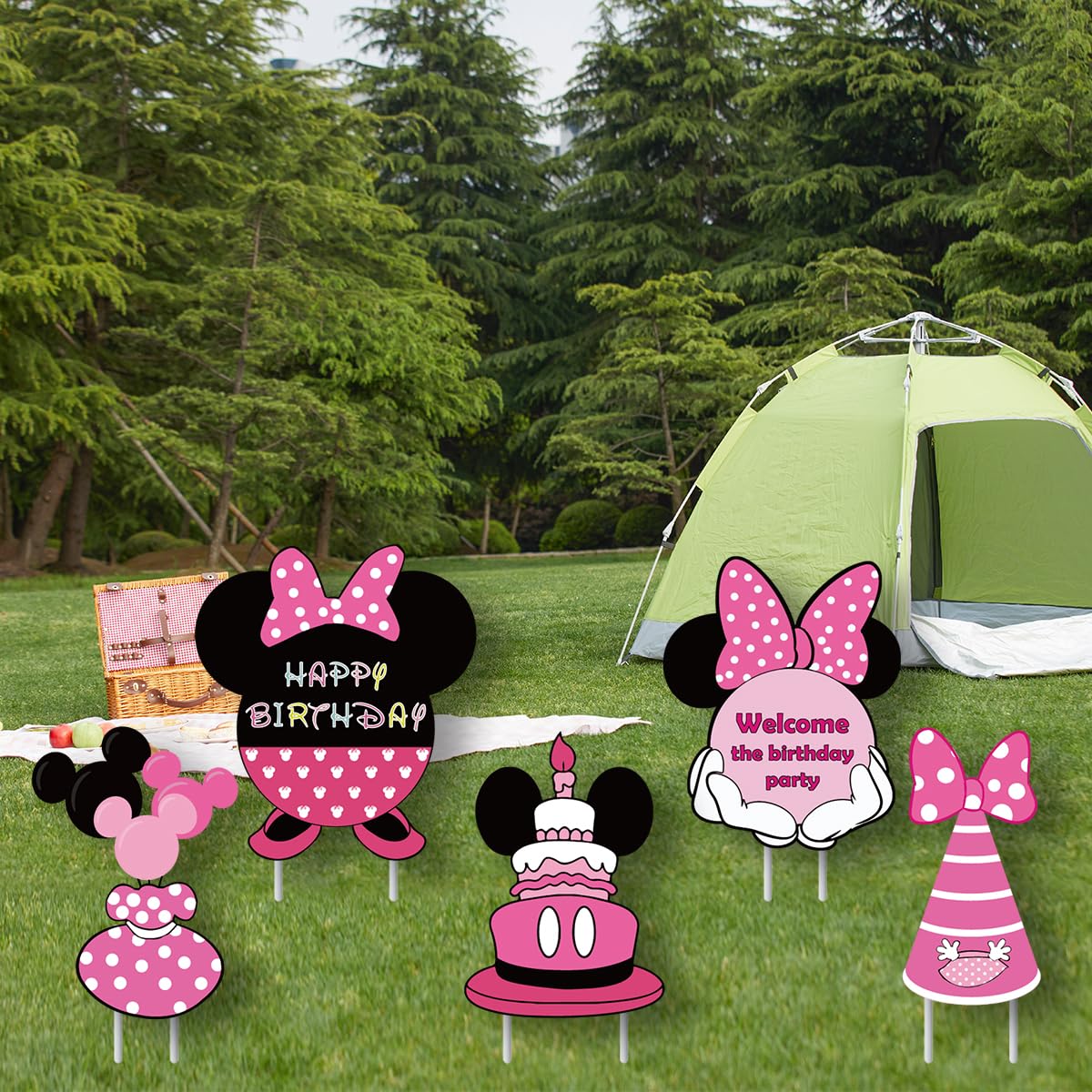OULUN pink mouse gift balloons sign enhances outdoor party atmosphere