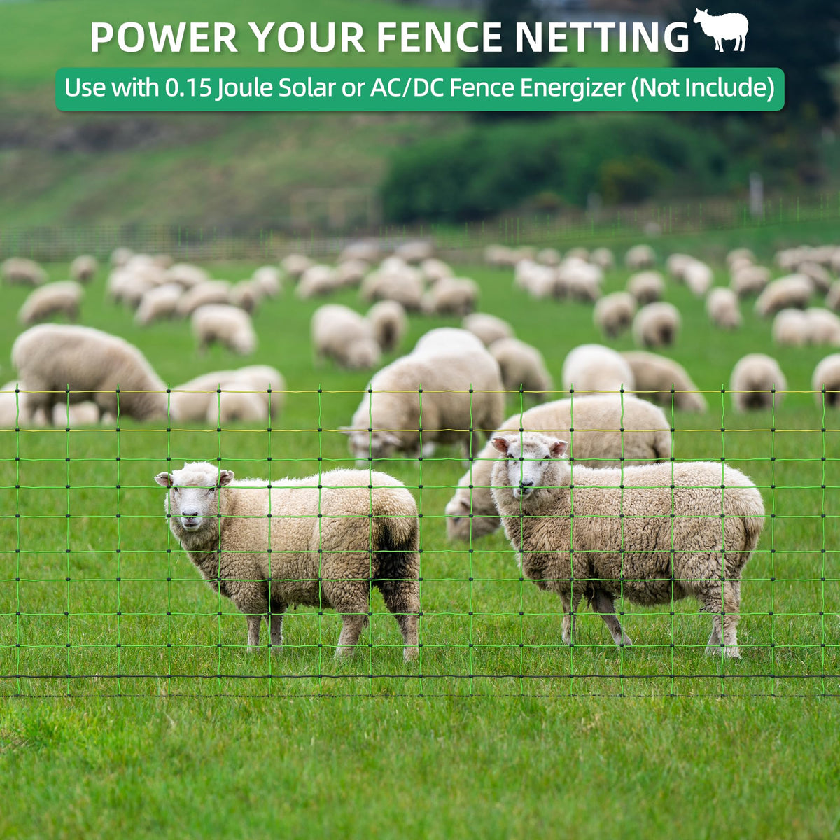 ouluu electric fence netting double-spiked stakes anchoring fence on uneven terrain