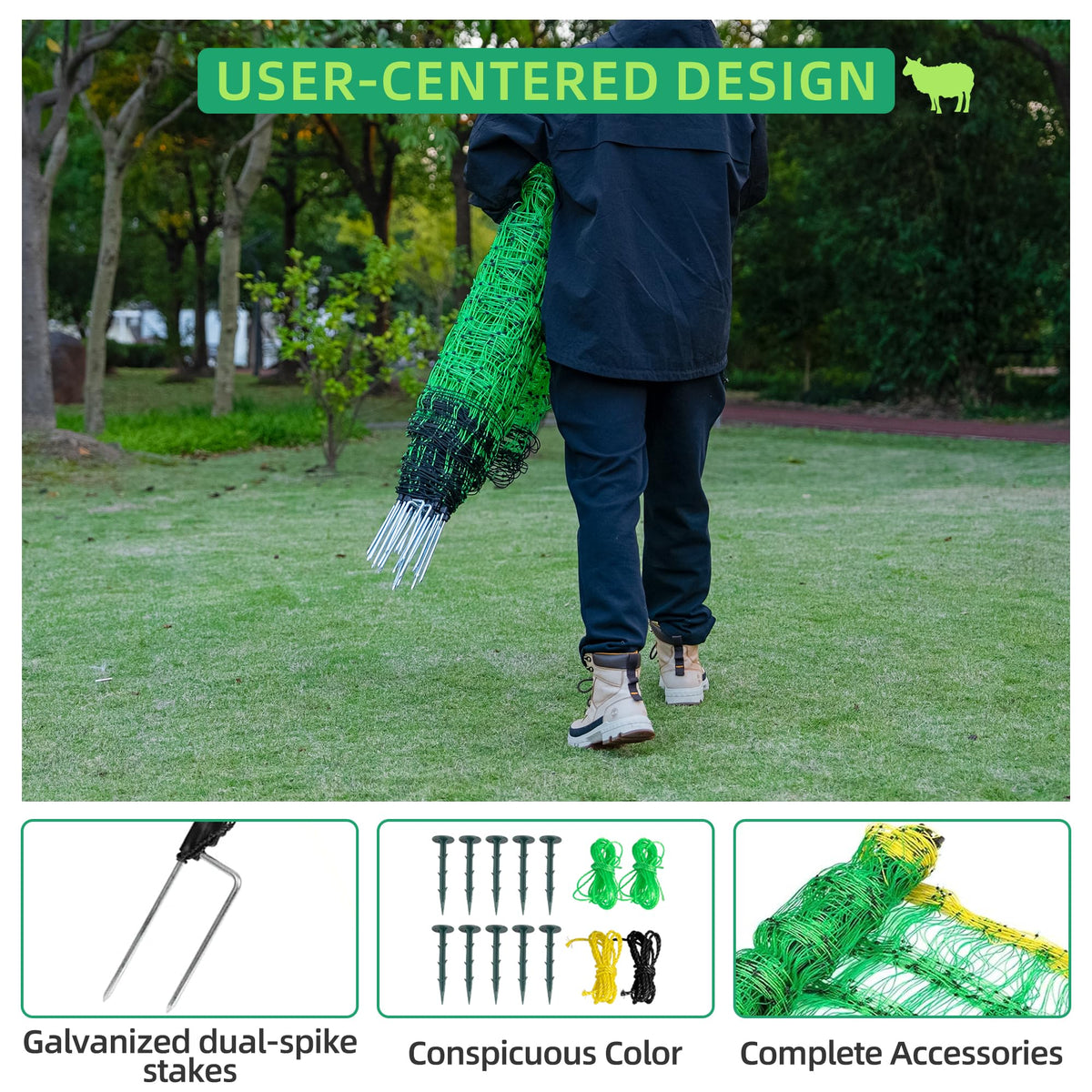 Ouluu Electric Fence Netting portable design ideal for movable grazing