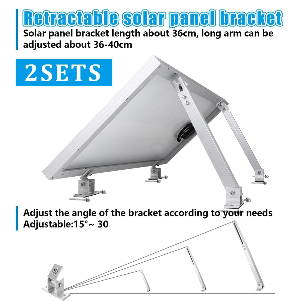 Oungy tilt mount arm-extend demonstrates adjustable length for 50–400W panels.