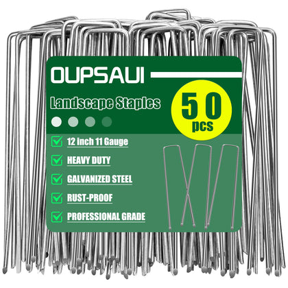 OUPSAUI 12-inch galvanized stake pack ready for garden setup