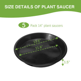 Oupsaui 14-inch plant saucer bottom view highlights sturdy, crack-resistant support.