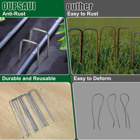 OUPSAUI stake hammered into soil demonstrating sturdy penetration