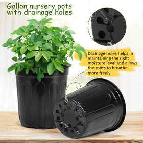 OUPSAUI black flexible plastic gallon pot offers lightweight durability.