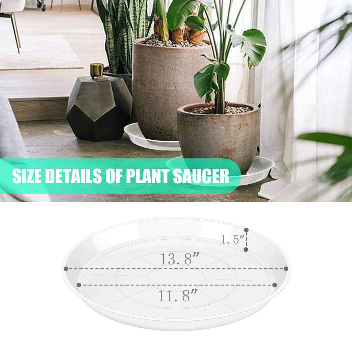OUPSAUI multi-use clear plant saucer ready for repurposing as storage or pet bowls.